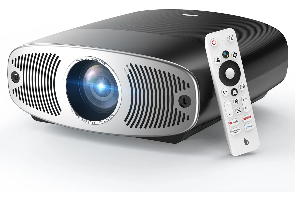 Projetor Bettdow Android 4K 1000 ANSI Google TV preto com Wi-Fi HDR10
