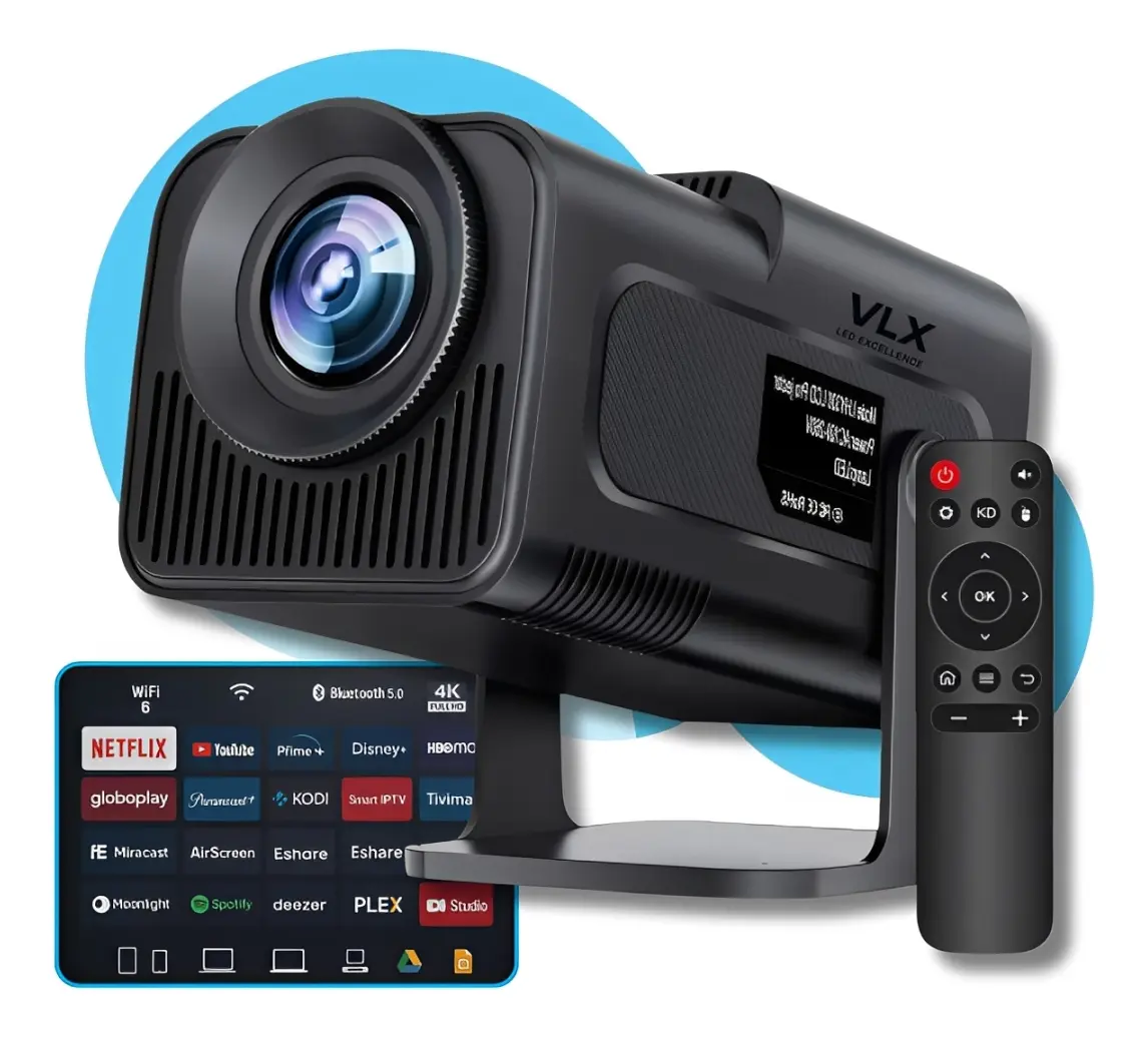 Projetor 4K Ultra HD HY320 Smart Wi-Fi 6 Bluetooth Android preto