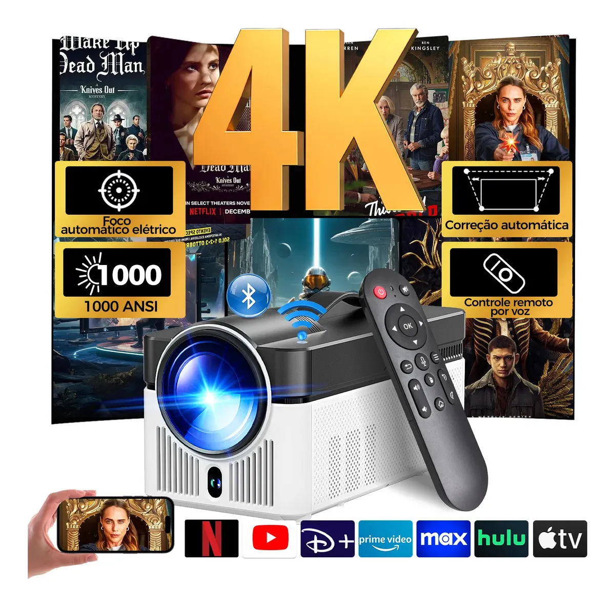 Projetor Magcubic HY450 Full HD Android Wi-Fi 6 e Bluetooth